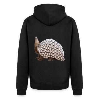 Niedliches Pangolin-Design - Unisex Premium Bio Zip Hoodie - Schwarz - Hinten - Nico (187cm)