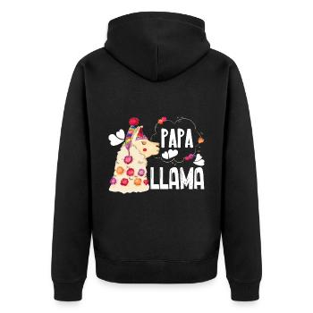 Llama Papa Llama - Unisex Premium Organic Zip Hoodie - black - Back - Nico (187cm)