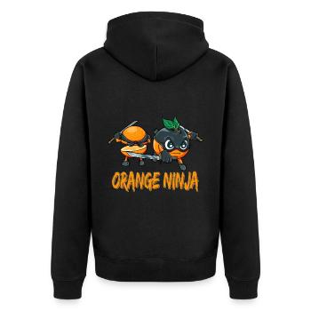 Orange Ninja Frucht Früchte Orangensaft - Unisex Premium Bio Zip Hoodie - Schwarz - Hinten - Nico (187cm)