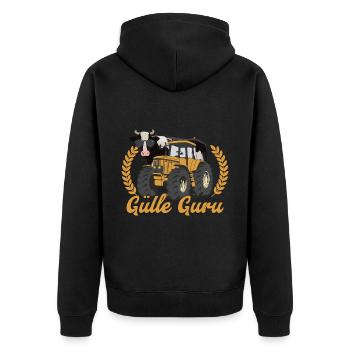 Gourou du fumier Cow Farmer - Veste à capuche bio Premium Unisexe - noir - Dos - Nico (187cm)