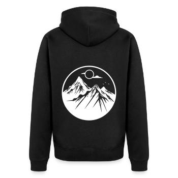 Berge Natur Mountains Silhouette - Unisex Premium Bio Zip Hoodie - Schwarz - Hinten - Nico (187cm)