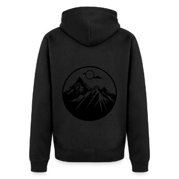Berge Natur Mountains Silhouette - Unisex Premium Bio Zip Hoodie - Schwarz - Hinten - Nico (187cm)