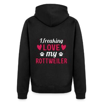 J’adore mon Rottweiler - Veste à capuche bio Premium Unisexe - noir - Dos - Nico (187cm)