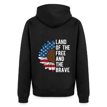 Land of the Free and the Brave Proud American - Unisex Premium Organic Zip Hoodie - black - Back - Nico (187cm)