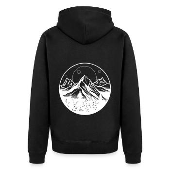 Berge Natur - Unisex Premium Bio Zip Hoodie - Schwarz - Hinten - Nico (187cm)