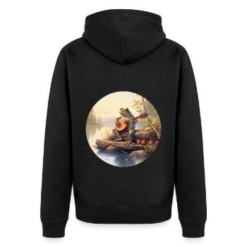Frog joue du banjo - Veste à capuche bio Premium Unisexe - noir - Dos - Nico (187cm)
