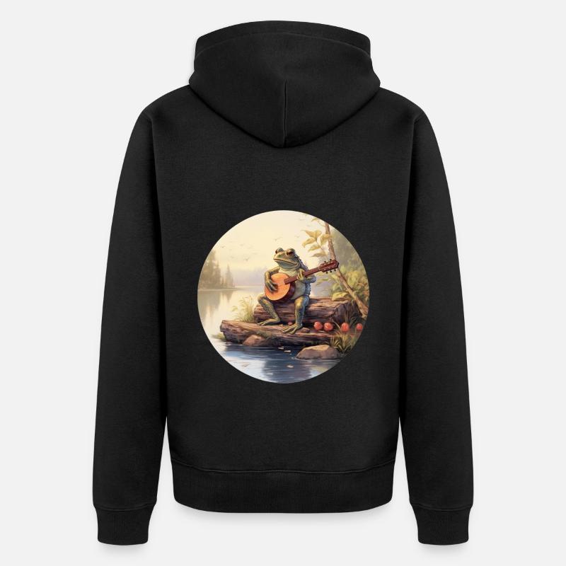 Frog joue du banjo - Veste à capuche bio Premium Unisexe - noir