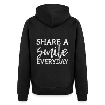 Share A Smile Everyday 3 - Unisex Premium Organic Zip Hoodie - black - Back - Nico (187cm)