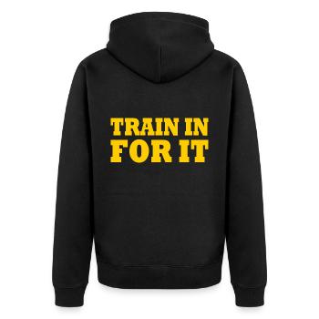 Train in for it - Veste à capuche bio Premium Unisexe - noir - Dos - Nico (187cm)