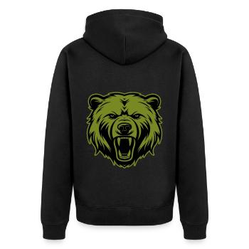 Silhouette de tête de grizzli d’ours - Veste à capuche bio Premium Unisexe - noir - Dos - Nico (187cm)