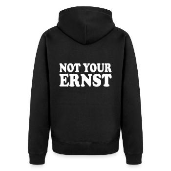 Not your ernst - Unisex Premium Bio Zip Hoodie - Schwarz - Hinten - Nico (187cm)