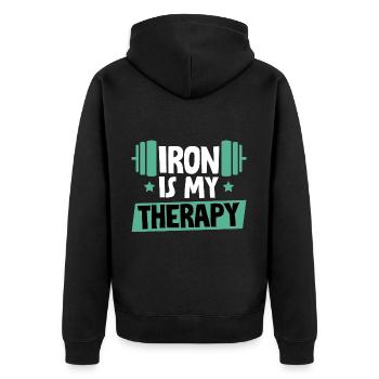 Iron Is My Therapy 6 - Unisex Premium Organic Zip Hoodie - black - Back - Nico (187cm)