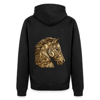 Pferd Kopf Tier - Unisex Premium Bio Zip Hoodie - Schwarz - Hinten - Nico (187cm)