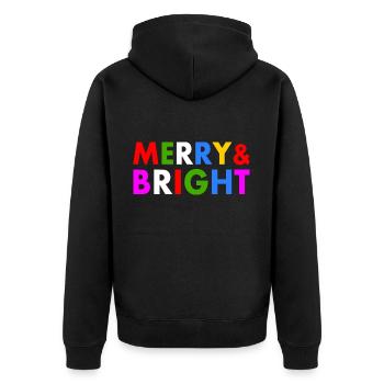 Merry and bright - Unisex Premium Bio Zip Hoodie - Schwarz - Hinten - Nico (187cm)