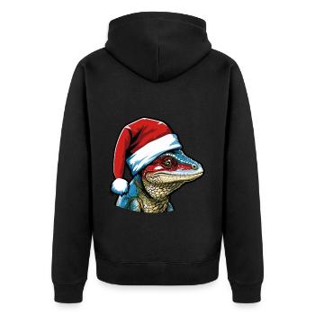 Tête de lézard Portrait de Noël de lézard - Veste à capuche bio Premium Unisexe - noir - Dos - Nico (187cm)