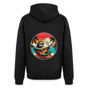 Gitarre - Unisex Premium Bio Zip Hoodie - Schwarz - Hinten - Nico (187cm)