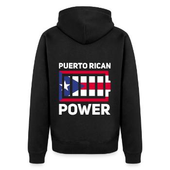 Puerto Rico Flagge | Puerto Ricaner Geschenkideen - Unisex Premium Bio Zip Hoodie - Schwarz - Hinten - Nico (187cm)