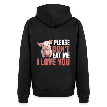 Please Don't Eat Me, I Love You 6 - Unisex Premium Bio Zip Hoodie - Schwarz - Hinten - Nico (187cm)