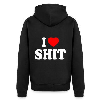 I love shit - Veste à capuche bio Premium Unisexe - noir - Dos - Nico (187cm)