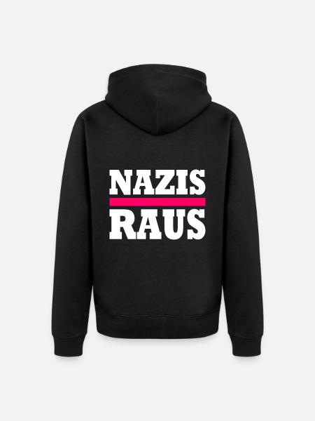 Nazis raus - Unisex Premium Bio Zip Hoodie - Schwarz