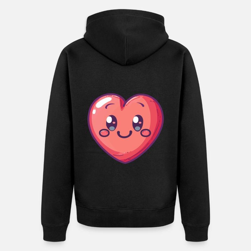 Coeur Mignon Bébé Bande Dessinée - Veste à capuche bio Premium Unisexe - noir