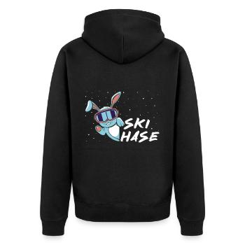 Skihase - Skifahren - Skiurlaub - Unisex Premium Bio Zip Hoodie - Schwarz - Hinten - Nico (187cm)