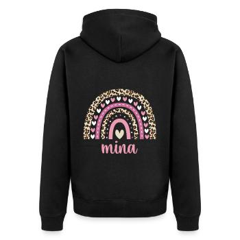 Mina Regenbogen Name Geburtstag Mina - Unisex Premium Bio Zip Hoodie - Schwarz - Hinten - Nico (187cm)