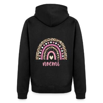 Noemi Regenbogen Name Geburtstag Noemi - Unisex Premium Bio Zip Hoodie - Schwarz - Hinten - Nico (187cm)