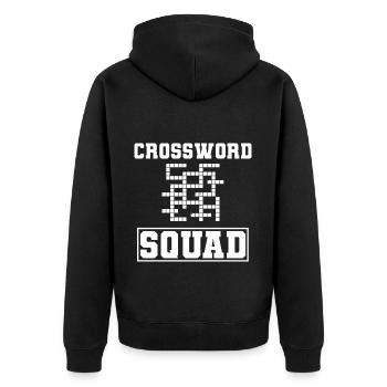 Lustige Kreuzworträtsel Enigmatolgist - Unisex Premium Bio Zip Hoodie - Schwarz - Hinten - Nico (187cm)