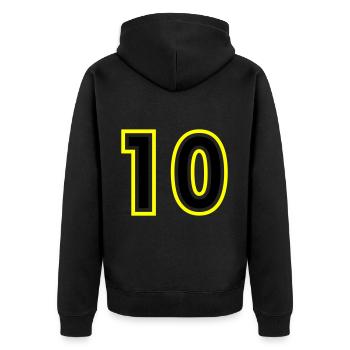 10 Number College - Unisex Premium Organic Zip Hoodie - black - Back - Nico (187cm)