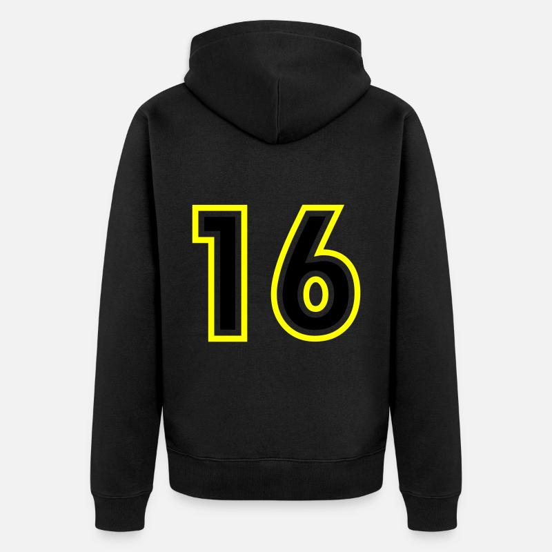 16 Nombre Collège - Veste à capuche bio Premium Unisexe - noir