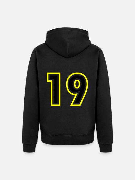 19 Number College - Unisex Premium Organic Zip Hoodie - black