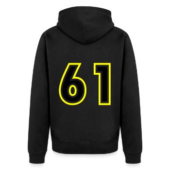 61 Number College - Unisex Premium Organic Zip Hoodie - black - Back - Nico (187cm)