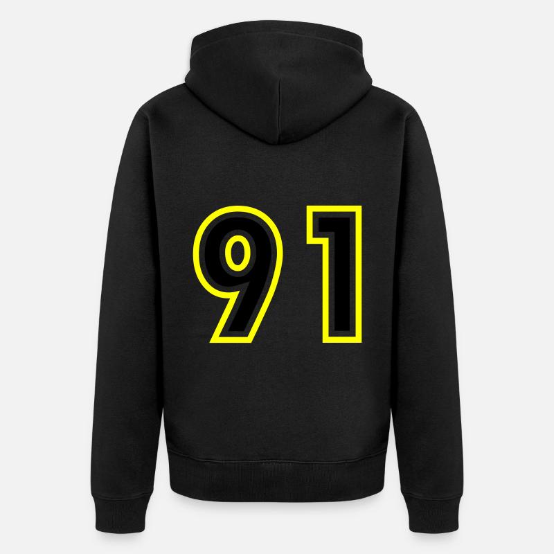 91 Nombre Collège - Veste à capuche bio Premium Unisexe - noir