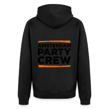 Amsterdam Party Crew - Unisex Premium Organic Zip Hoodie - black - Back - Nico (187cm)