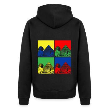 Egyptian Legacy Pop Art Sphinx Pyramids - Unisex Premium Organic Zip Hoodie - black - Back - Nico (187cm)
