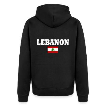 Libanon - Unisex Premium Bio Zip Hoodie - Schwarz - Hinten - Nico (187cm)