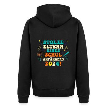 Eltern Schulkind Grundschule Erste Klasse Einschul - Unisex Premium Bio Zip Hoodie - Schwarz - Hinten - Nico (187cm)