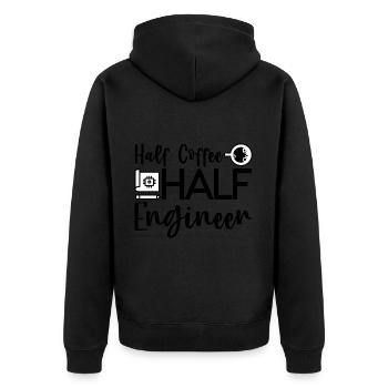 Half Coffee Half Engineer 4 - Unisex Premium Organic Zip Hoodie - black - Back - Nico (187cm)