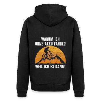 Fahrrad Mountainbike Rennrad E-Bike Fahrradfahrer - Unisex Premium Bio Zip Hoodie - Schwarz - Hinten - Nico (187cm)