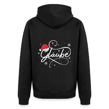 Weihnachten Glaube Jesus Weihnachtszeit - Unisex Premium Bio Zip Hoodie - Schwarz - Hinten - Nico (187cm)