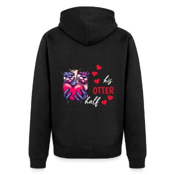 Otter half liebe geschenk - Unisex Premium Bio Zip Hoodie - Schwarz - Hinten - Nico (187cm)