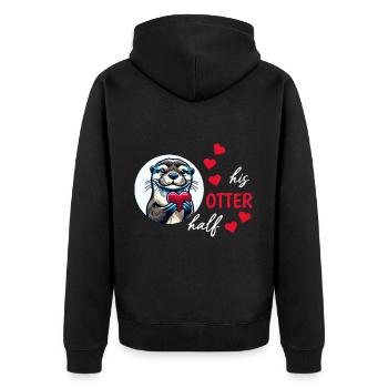 Otter half liebe geschenk - Unisex Premium Bio Zip Hoodie - Schwarz - Hinten - Nico (187cm)