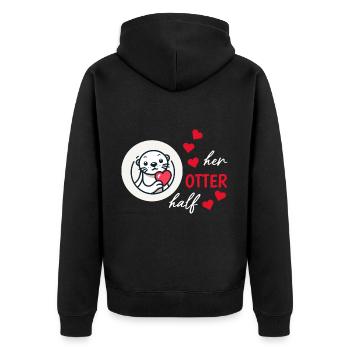 Otter half liebe geschenk - Unisex Premium Bio Zip Hoodie - Schwarz - Hinten - Nico (187cm)