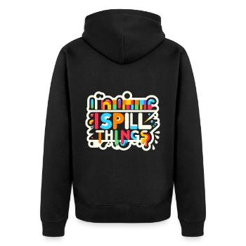 I Spill Things 12 - Unisex Premium Bio Zip Hoodie - Schwarz - Hinten - Nico (187cm)