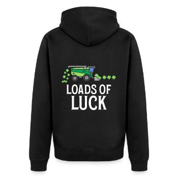 Loads Of Luck St. Patrick's Day Erntemaschine - Unisex Premium Bio Zip Hoodie - Schwarz - Hinten - Nico (187cm)