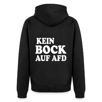 kein bock auf afd - Unisex Premium Bio Zip Hoodie - Schwarz - Hinten - Nico (187cm)