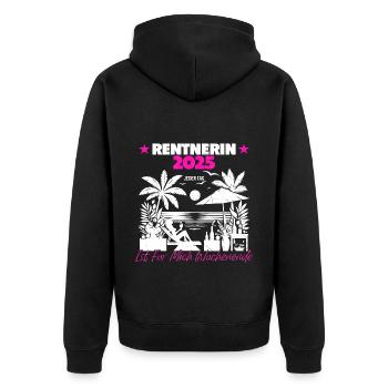 Rente Ruhestand Rentner Geschenk - Unisex Premium Bio Zip Hoodie - Schwarz - Hinten - Nico (187cm)