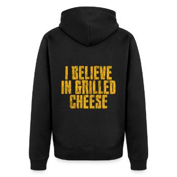 Je crois au fromage grillé 3 - Veste à capuche bio Premium Unisexe - noir - Dos - Nico (187cm)