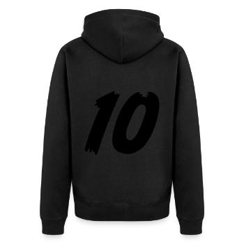 Number 10 - Unisex Premium Organic Zip Hoodie - black - Back - Nico (187cm)